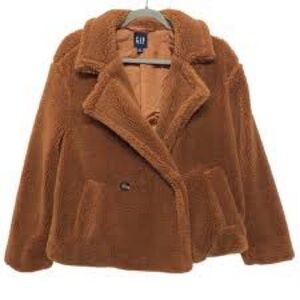 GAP Women's Brown Teddy Fur Jacket Large